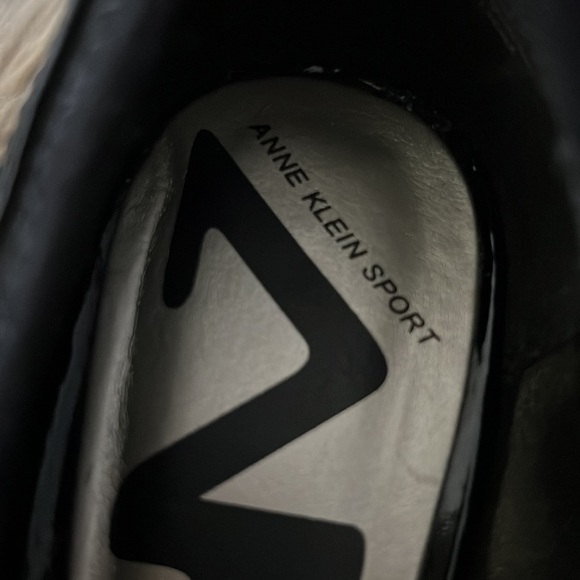 Anne Klein Sport Peep Toe Wedge Black Patent/cloth - Picture 9 of 9